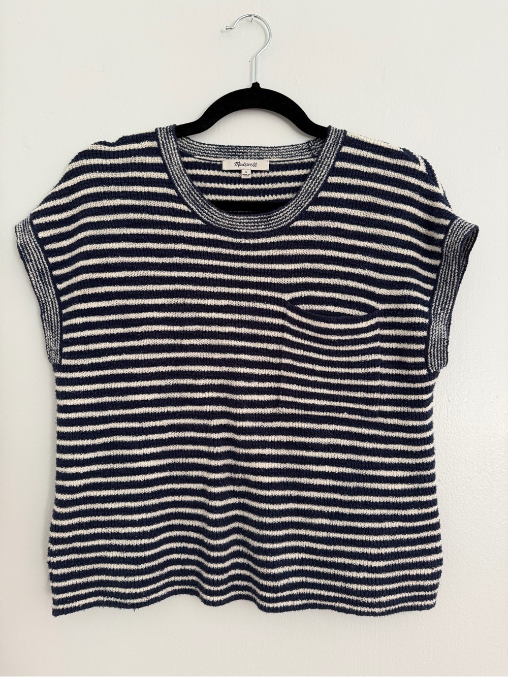 Madewell Navy & White Striped Knit Tee
